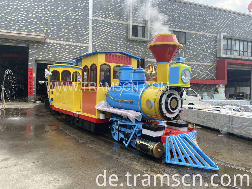 Park Trains colourful newest style cars in workshop